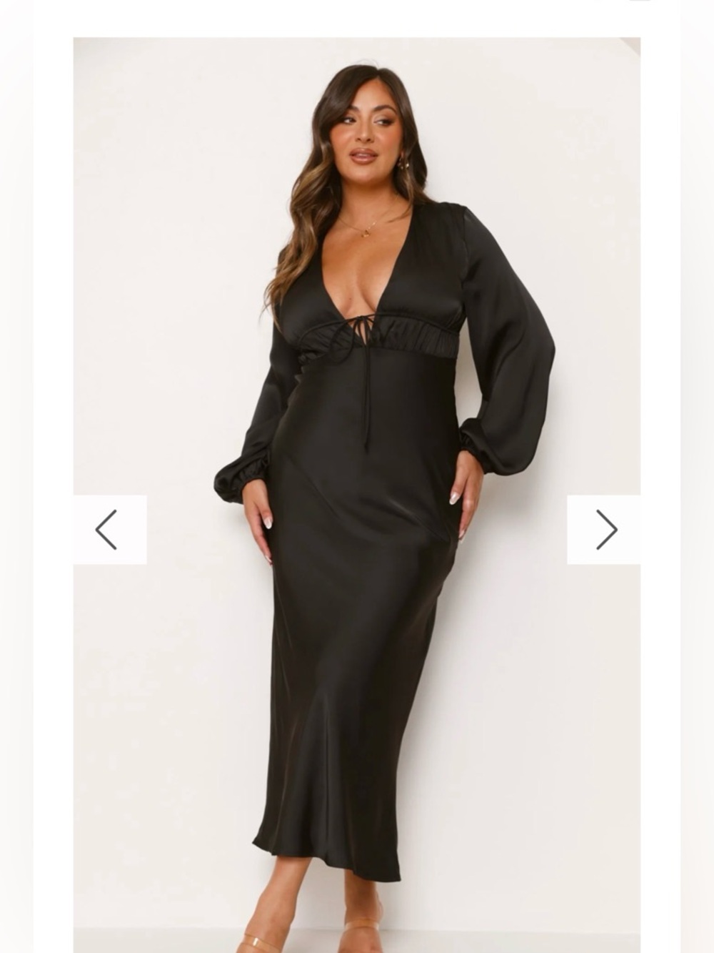 Billy J Amara Black Satin Maxi Dress Long Sleeve AU 12 US 8-10